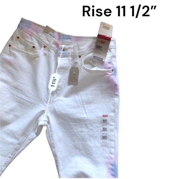 NWT LEVIS Strauss 501 Button Fly High Waist Straight Jean 30x 30 White …Hippie - Picture 16 of 16